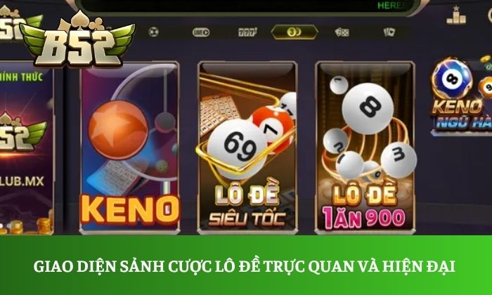 Giao diện sảnh cược lô đề trực quan và hiện đại tại cổng game B52 Club