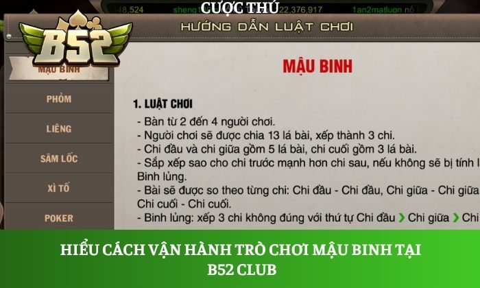 Hiểu cách vận hành trò chơi mậu binh tại B52