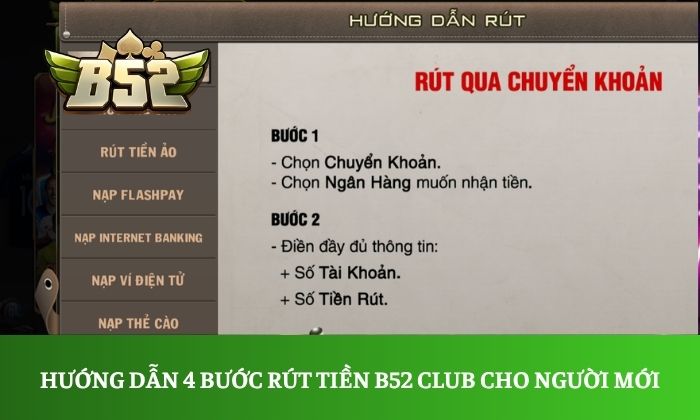 Rút tiền B52 Club Hướng dẫn 4 bước rút tiền B52 Club cho người mới