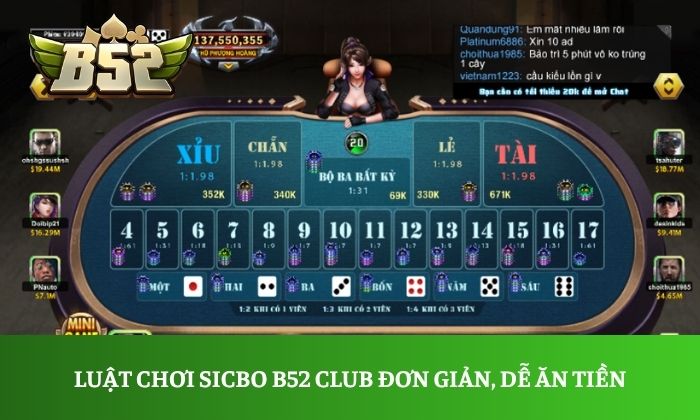 Luật chơi Sicbo B52 Club đơn giản, dễ ăn tiền