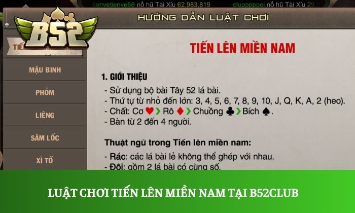 Luật chơi tiến lên miền Nam tại B52club